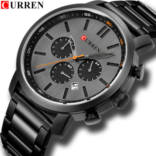 CURREN Men Watch Stainless Steel Wristwatch Date Quartz Males Business Watches - Picture 1 of 17