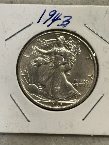1943 Walking Liberty Half Dollar 90% Silver AU Lustrous