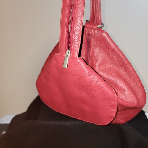 El Puente Backpack/Purse/Sling Bag Deep Red Leather Medium Rare Unusual Shape - Picture 6 of 11