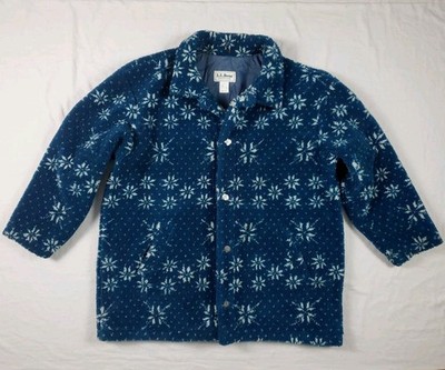 Vintage LL Bean Snowflake Pattern THICK Fleece Blanket Jacket Coat Size Mens XXL