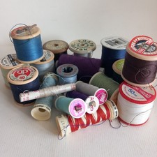 Vtg Cotton Reels Plastic Wood Sylko Coats Lustre LTT Korbond Perivale Guttermann