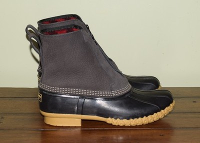 LL BEAN BEAN BOOT FRONT ZIP 8'' FLEECE LINED  CHARCOAL BLACK SZ 10 M NWOB 515293