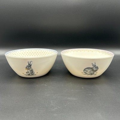 Spode Meadow Lane Porcelain Cereal Bowls Bunny Rabbit Set of 2