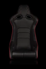 BRAUM Venom-X Series Fixed Back Bucket Seat - Black Diamond / Red Stitching -
