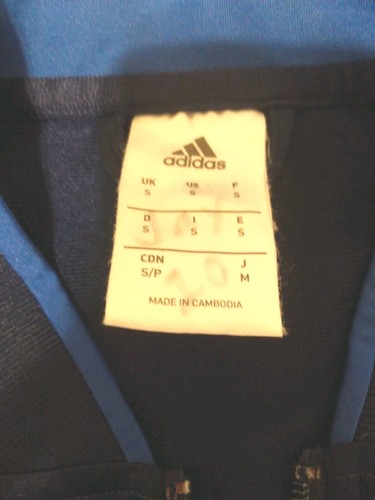 Adidas Athletic Track Jacket Lightweight Men Small Blue 3 Stripe Running Walk - Picture 7 of 7