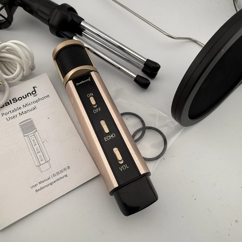 Zealsound Portable Studio Recording Microphone with Stand Condenser Rose Gold - Image 2 of 4