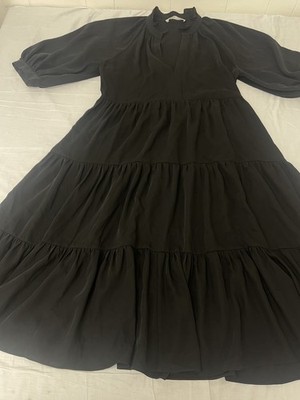 Amanda Uprichard Saffron Tiered Gathered Midi Dress Women's size M