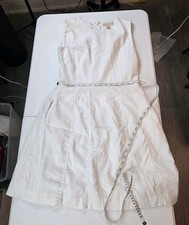 Michael Kors Women's Sleeveless Dress White Sz 8 Zipper And Pockets Classy Lined
