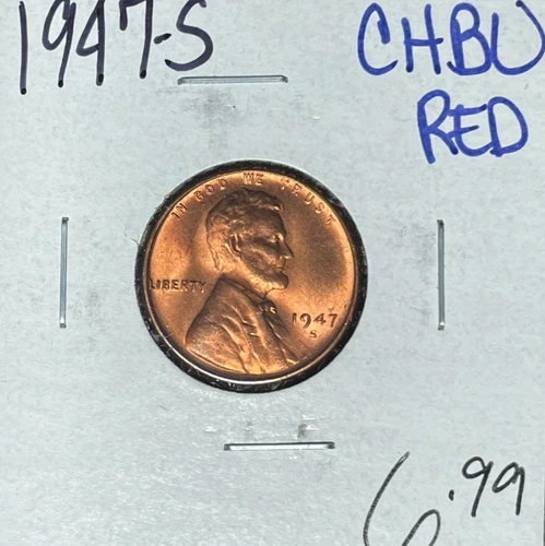 1947-S LINCOLN WHEAT CENT ~ CH/BU - RED ~ ~BEAUTIFUL COIN~