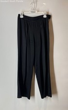 Patrizia Pepe Womens Black Pleated Front Side Zip Wide-Leg Dress Pants Size 40