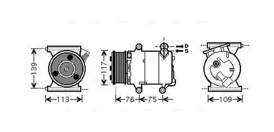 Compresseur de climatisation R 134a AUAK185 AVA QUALITY COOLING pour LAND ROVER - Photo 1/4