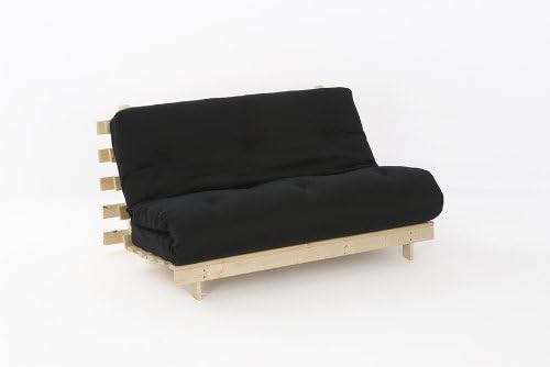 Double Futon Sofa Bed 4ft6 Frame with Black Tufted Mattress Space Saver - Picture 11 of 12