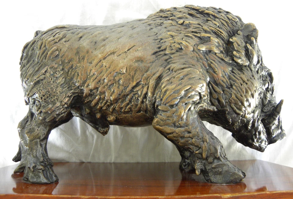 Antonio LIGABUE (Zurigo 1899 – Gualtieri 1965) Cinghiale Scultura in bronzo - Immagine 3 di 4
