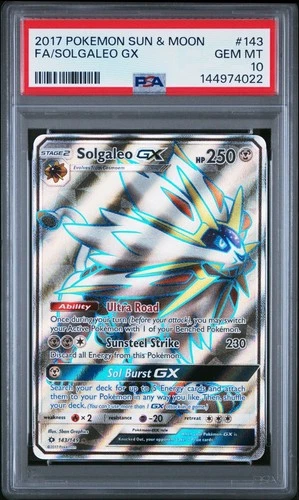 2017 Pokemon Sun & Moon 143 Full Art Solgaleo GX PSA 10 Gem Mint Pokemon TCG