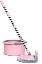 Pink Spin Mop & Bucket Set 360 2 in 1 Dirty Clean & Water Separation Microfibre