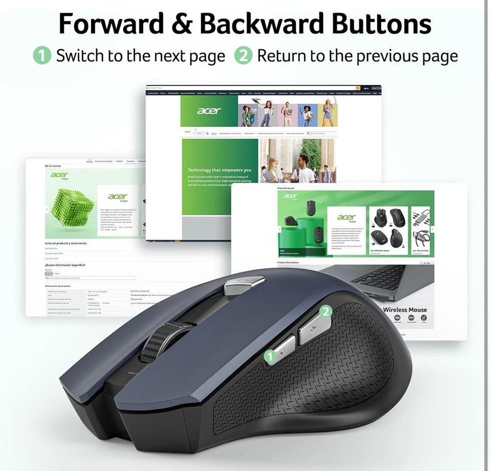 Acer Wireless Mouse for Laptop, 2.4GHz Computer Mouse 3 Adjustable DPI - Image 4 of 4