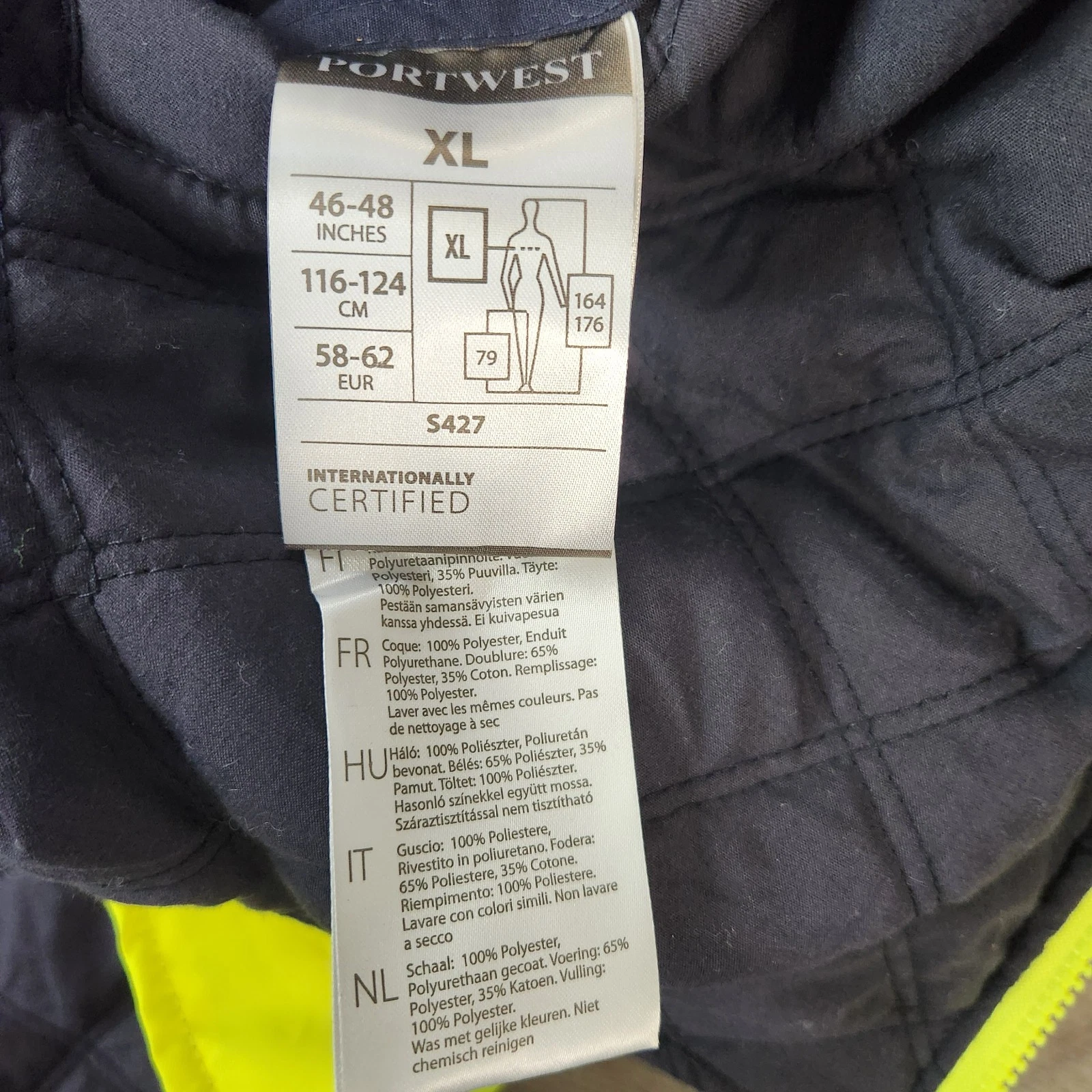 Portwest S427 Hi-Vis Breathable 7-in-1 Traffic Jacket / Vest Waterproof XL - product detail image 9