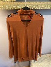 NWT Love Scarlett Orange V-Neck Cut-Out Blous...