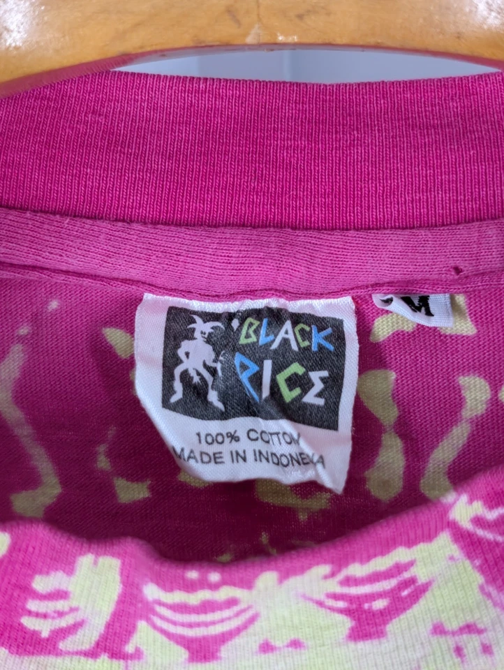 复古 90 年代 Batik Bali 印度尼西亚艺术手印部落 AOP 说唱乐队波西米亚 Med — 第 3/3 张图片