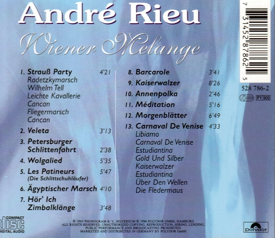 CD Andre Rieu Wiener Melange 1995 - Bild 2 von 2