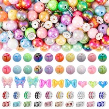 HUISUYTON 289x 16mm Acrylic Rainbow Bubblegum Beads for Pens Jewelry DIY Crafts