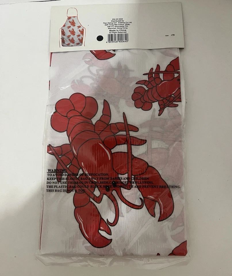 DELANTAL PARA HORNEAR LANGOSTA ROJO BLANCO NEGRO Poliplástico Decorado DIVERTIDO Juego de 3 Plus EXTRA Foto 4 de 4