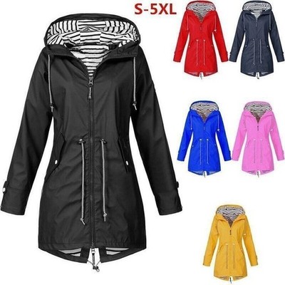 Damen Windjacke Kapuzenjacke Regenmantel Wasserdicht Jacke Winddicht Windbreaker
