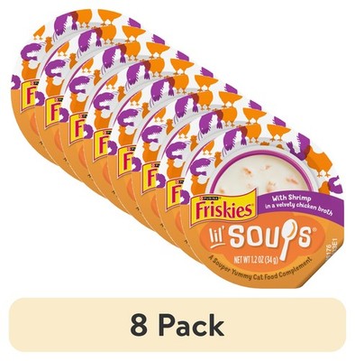 Purina Grain Free Cat Food Topper Lil Soups Shrimp 8 Count Lickable Toppers