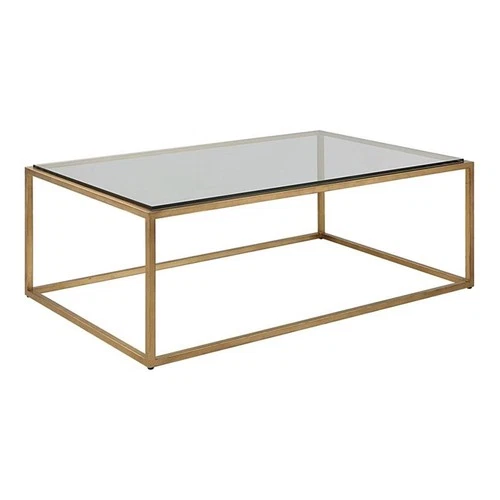 Uttermost Bravura Contemporary Iron and Tempered Glass Coffee Table in Gold - Picture 1 of 6
