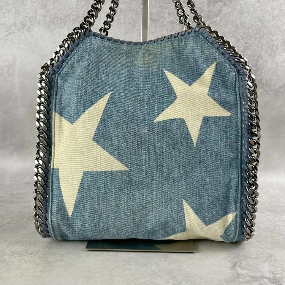 STELLA McCARTNEY Falabella Star Mini 2-Way Handbag Shoulder Bag Denim Blue - Image 4 of 4