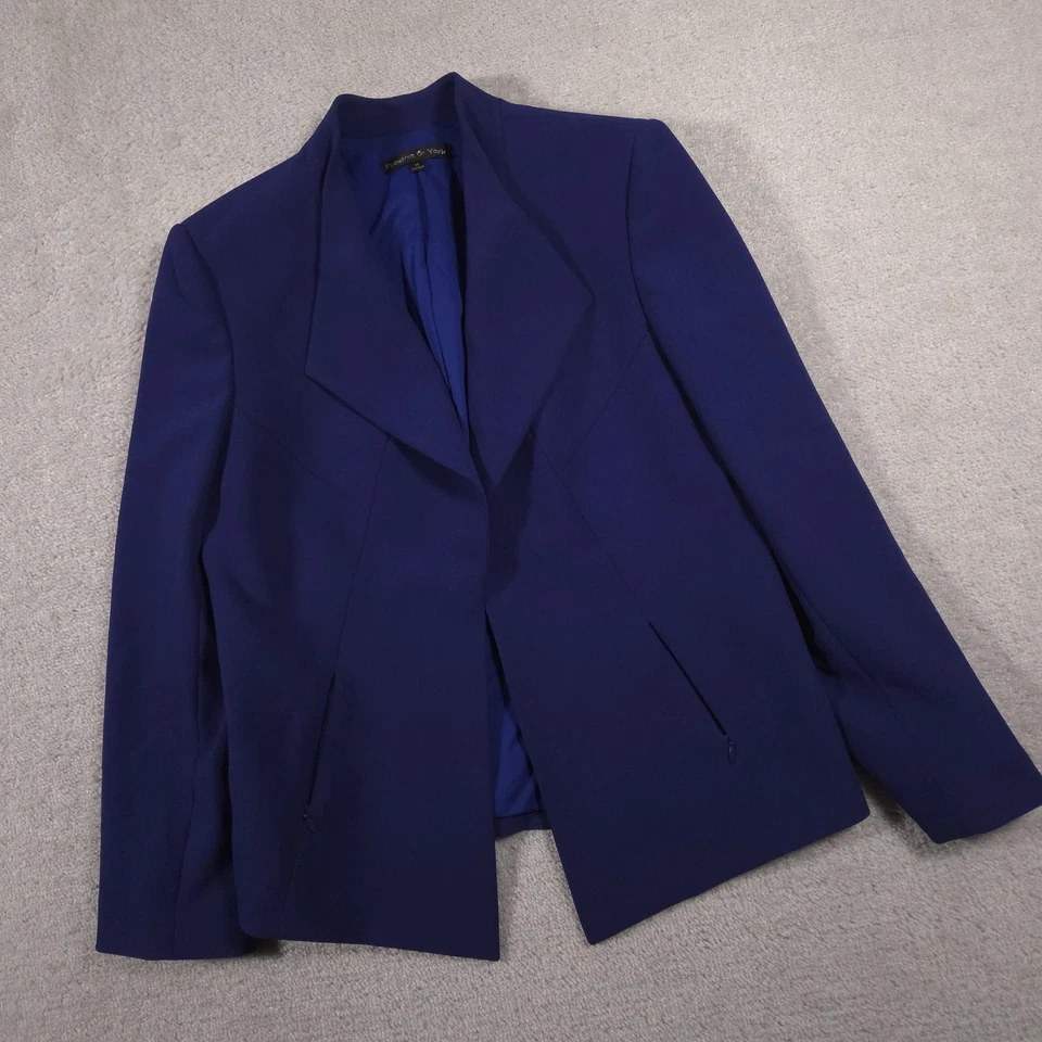 Preston & York Blazer Womens 14 Blue Fully Lined Hook Closure Zip Pockets Career - Image 2 of 4