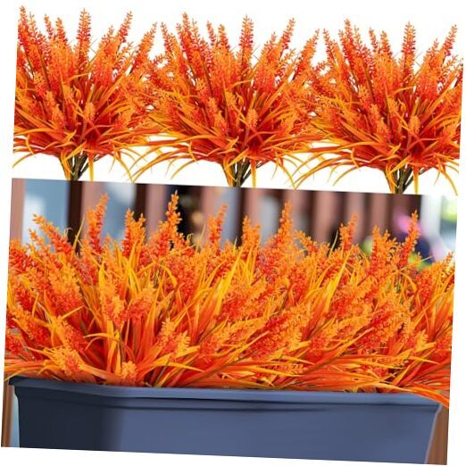 Artificial Fall Flowers for Outdoor Plants 24 Bundles Fake Lavender Plastic