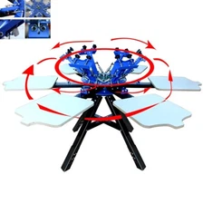 6 Color 6 Station Rotary Screen Printing Machine T-shirt DIY Screen Printer New