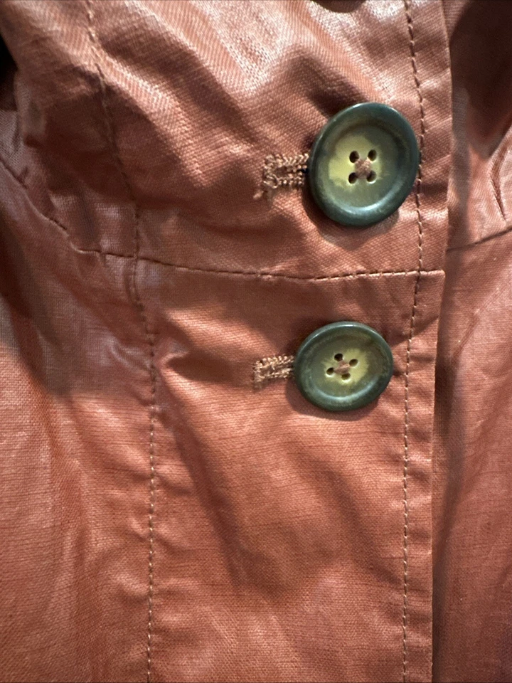 Chaqueta de lluvia de lino recubierta Garnet Hill, talla 2, henna quemada, funciona grande (sm/md) abrigo Foto 2 de 4