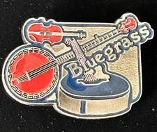 Vintage Bluegrass Guitar/Banjo/Violin Brass Belt Buckle 2113 Enamel MULTICOLOR