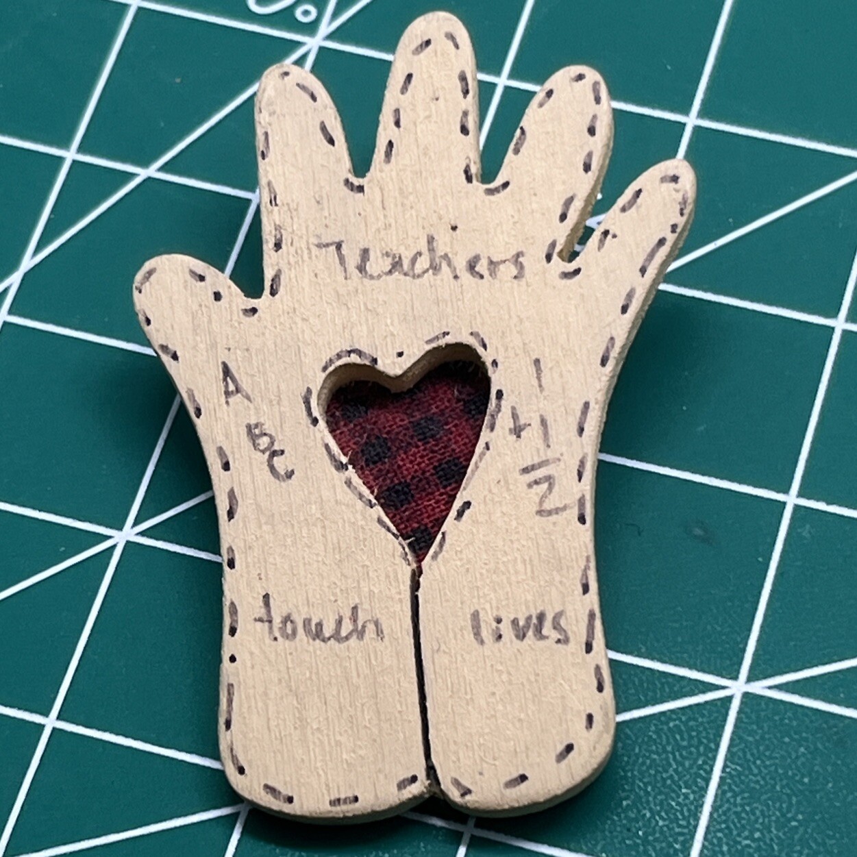 Teachers Touch Lives Handmade Teacher Hand Pin With Red Fabric | eBay