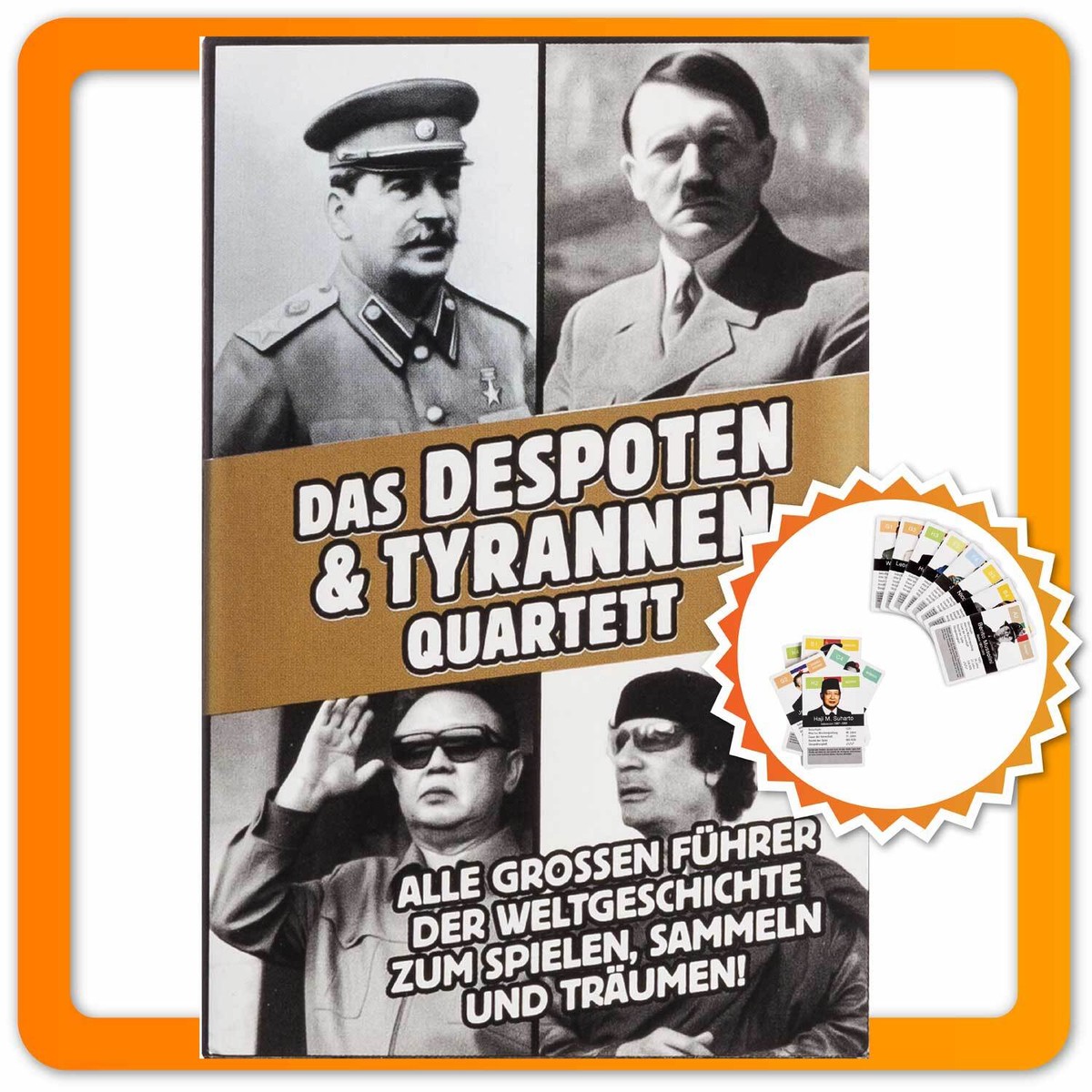 GOODS+GADGETS Tyrans & Despotes Quatuor - Le jeu de cartes des dictateurs les 32 dirigeants les plus maléfiques de l'histoire sur les cartes à jouer (ensemble complet (toutes les 3 variantes