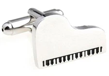 Piano Pair Cufflinks Grand 88 Keys Silver Wedding Gift Box & Polishing Cloth