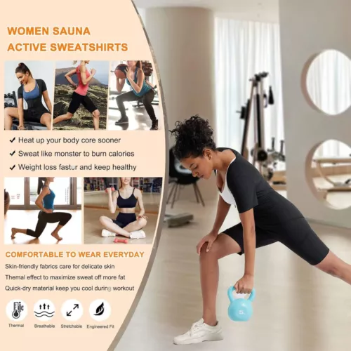 Frauen Schwitz Sauna Anzüge Taillentrainer 3 in 1 Thermo Body Suit Shaper Training USA - Bild 8 von 14