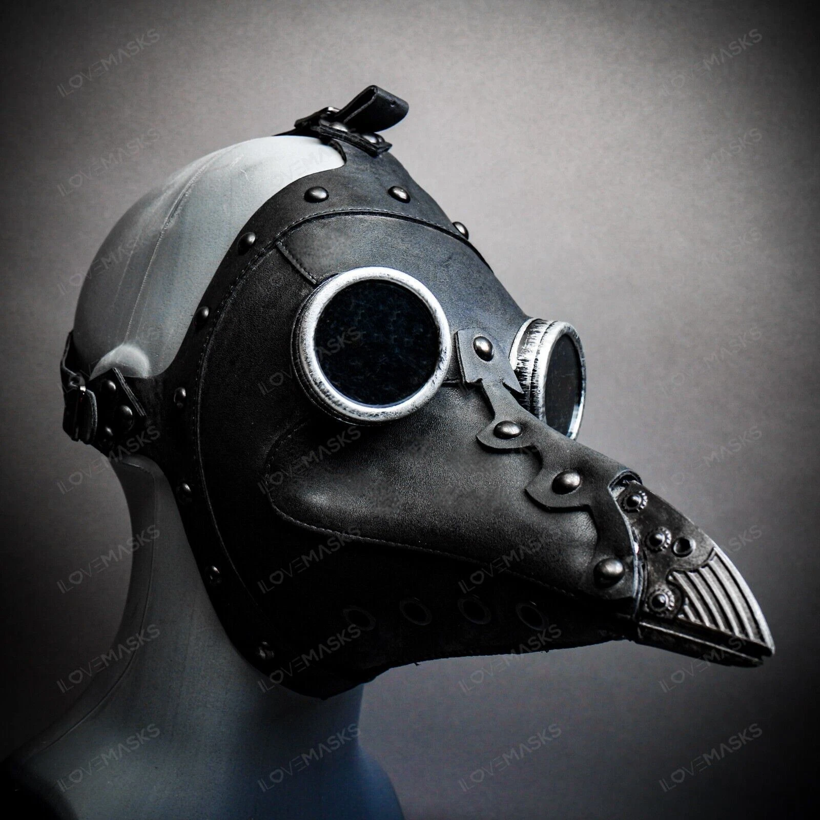 BLACK Steampunk Full Face Death Doctor Goggle Mask Bird Nose Party Full Mask