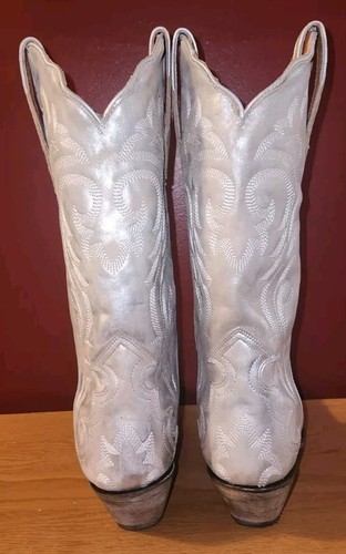 NWOB Womens Dan Post Cowboy Boots 8 1/2 Leather White Wash Cowgirl Frost Bite - Picture 6 of 7