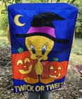 Looney Tunes Tweety Bird Halloween Twick-Or-Tweet Garden House Flag 1990's VTG