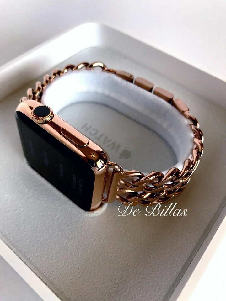24K ROSE Gold Plated 42MM Apple Watch SERIES 2 with Rose Gold Links Band CUSTOM - Image 3 of 4
