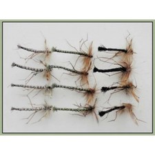 Detached Body Daddy long Legs Trout Flies, 12 Pack Olive, Natural & Black, #10