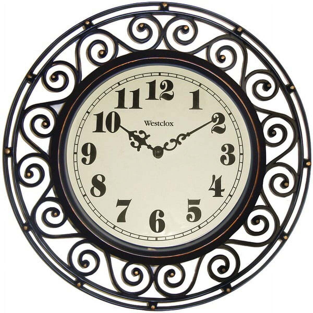 Wrought Iron Style Bronze Analog Quartz Accuracy 12" Round Wall Clock