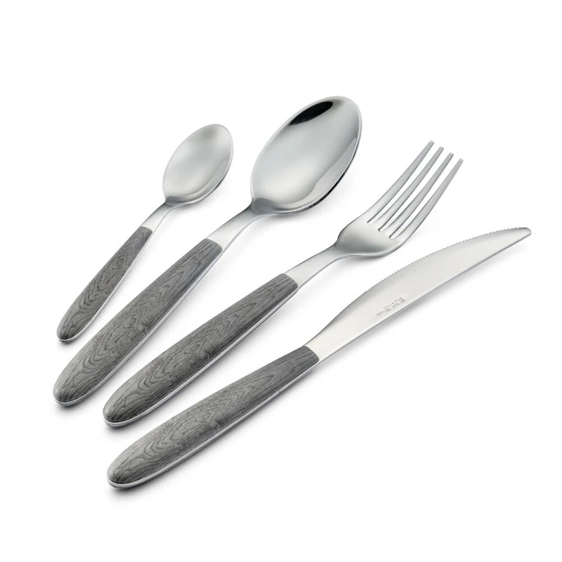 Servizio di Posate 24 Pezzi per 6 Persone EME Vero Grigio Set Forchetta Coltello, fotografia 6 di 11