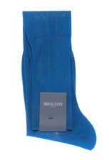 NWT BRESCIANI SOCKS 2 PAIRS LOT knee high solid blue cotton luxury Italy M