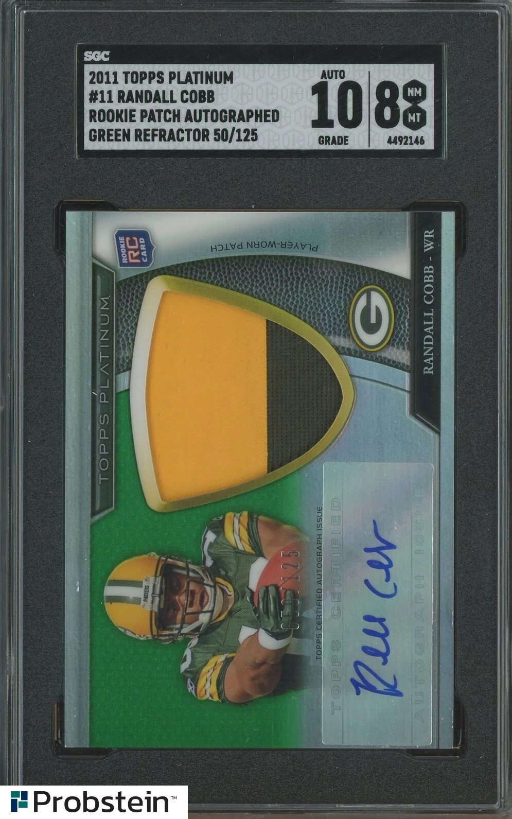 Randall Cobb Topps Platinum #11 Rookie Patch Autograph-Blue Refractor