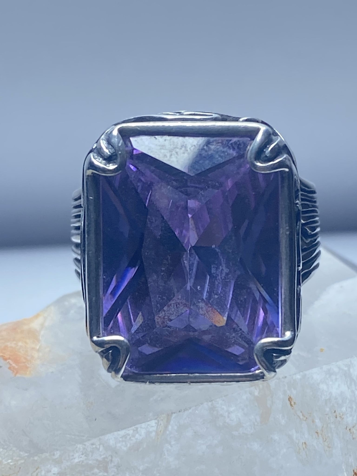 Silpada Ring Statement Purple bulky sterling silv… - image 9