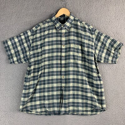 MacCluer Shirt Men Extra Large Summer Weave Linen Cotton Plaid Classic SS Button